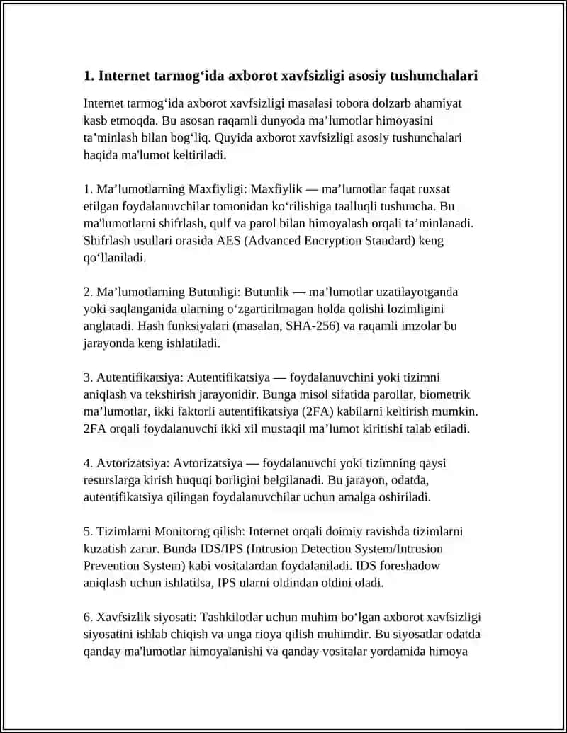 INTERNET TARMOG'IDA AXBOROT XAVFSIZLIK ASOSLARI 3