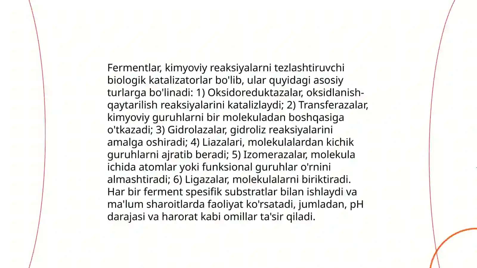 Fermentlarning nomenklaturasi va mikroorganizmlar metobolizimidagi o‘rni 3