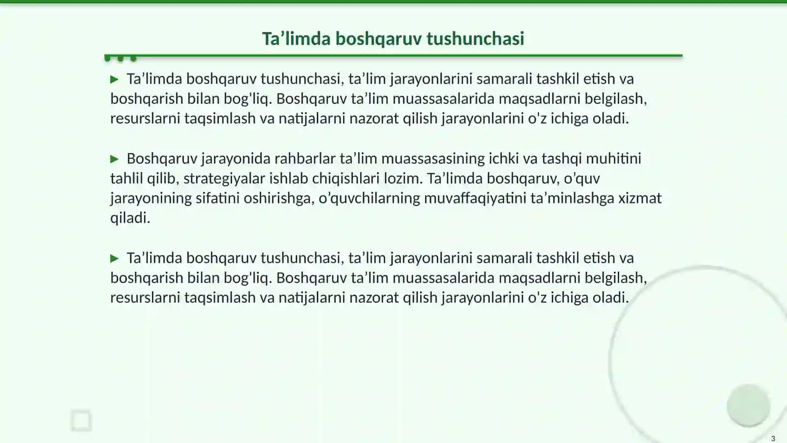 Pedagogik tizimni boshqarish:mohiyati funksiyalari va tamoyillari 3