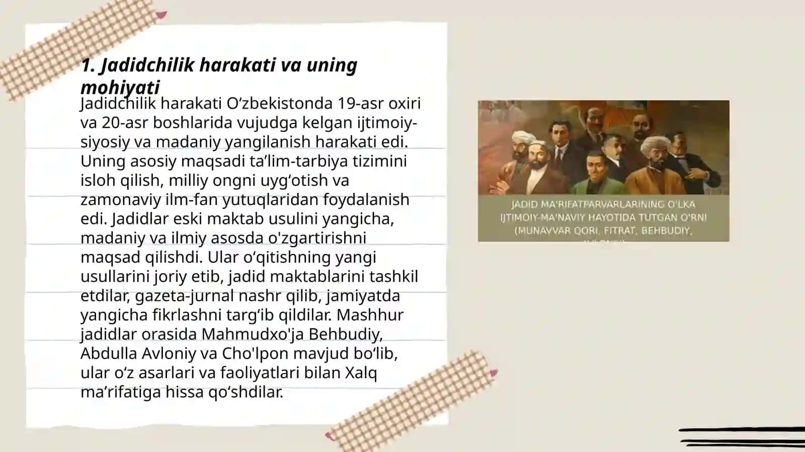 Jadid maʼrifatparvarlarining oʻlka ijtimoiy-ma'naviy hayotida tutgan oʻrni 3