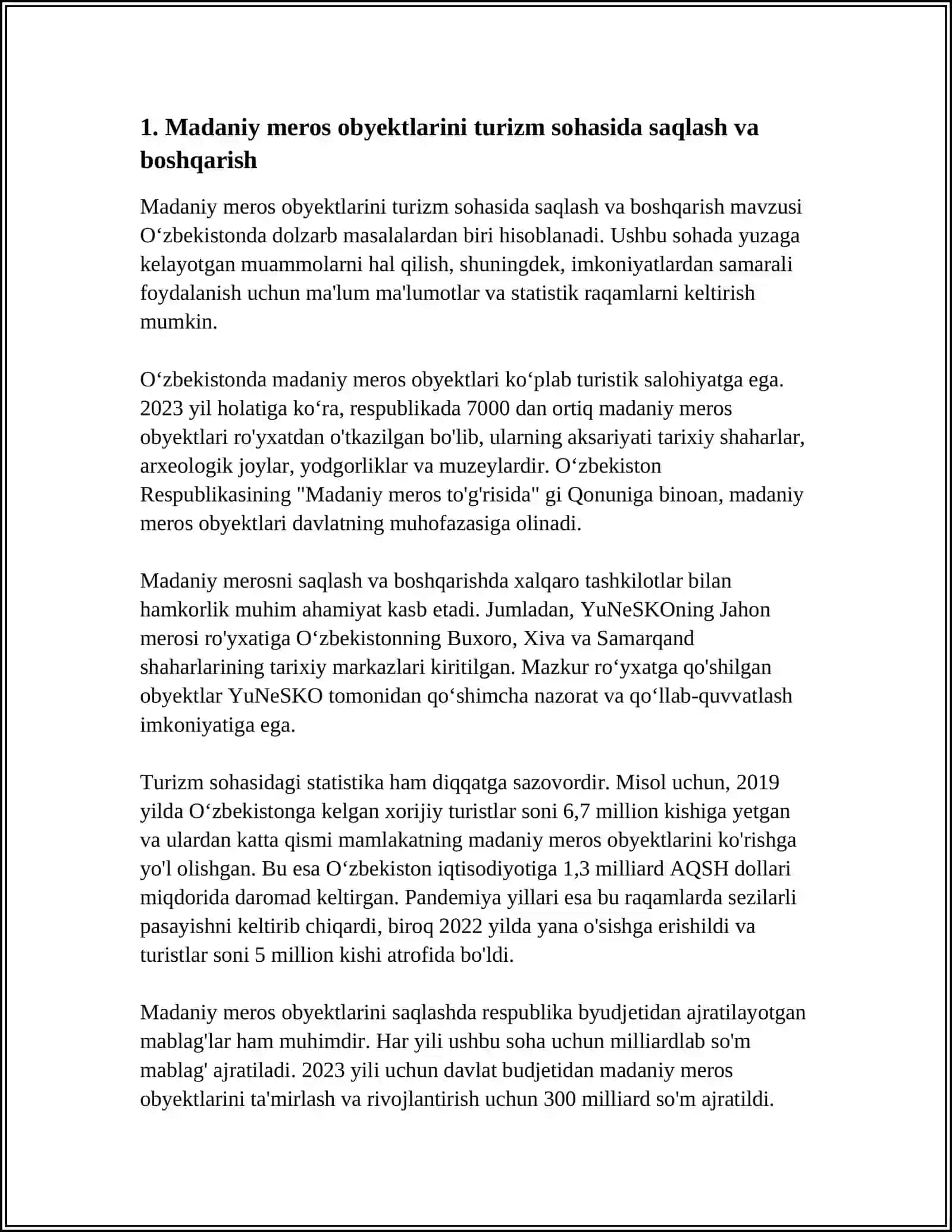 TURIZMDA MADANIY MEROS OBYEKTLARIDAN FOYDALANISH 3