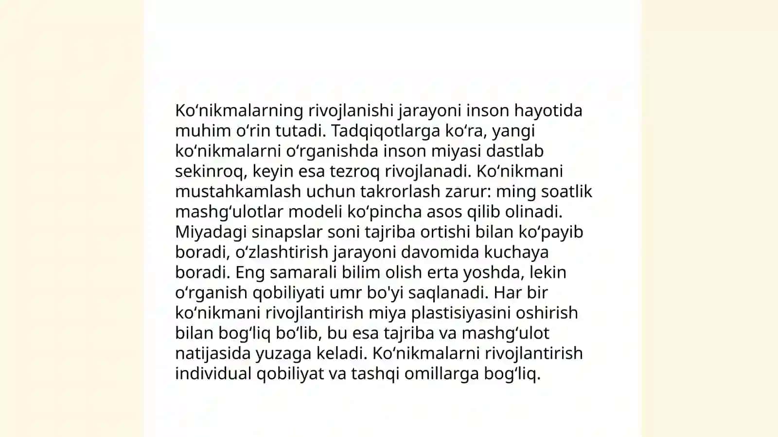 Koʻnikma, malaka va odatlarning shakllanishi 3