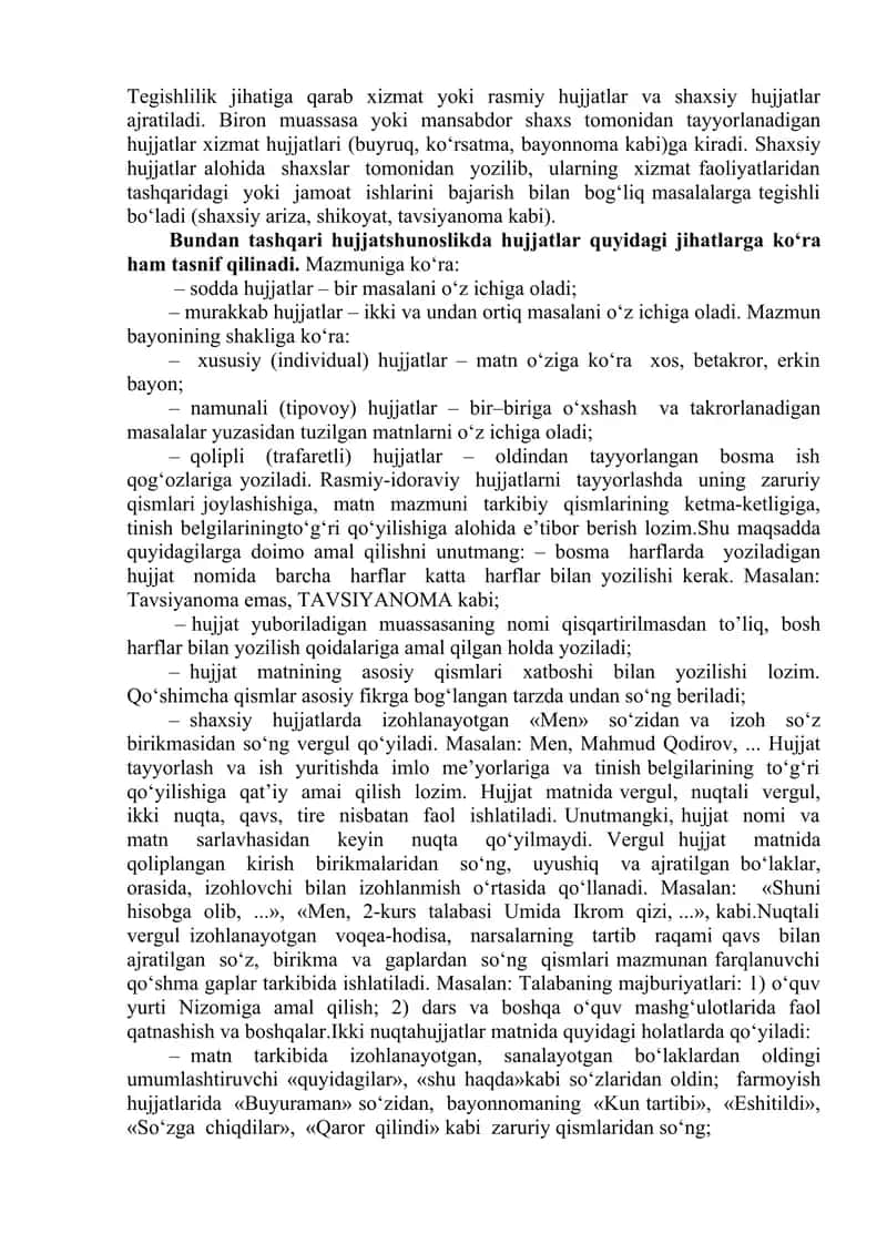 Hujjatchilik uslubiga xos xususiyatlarl 3