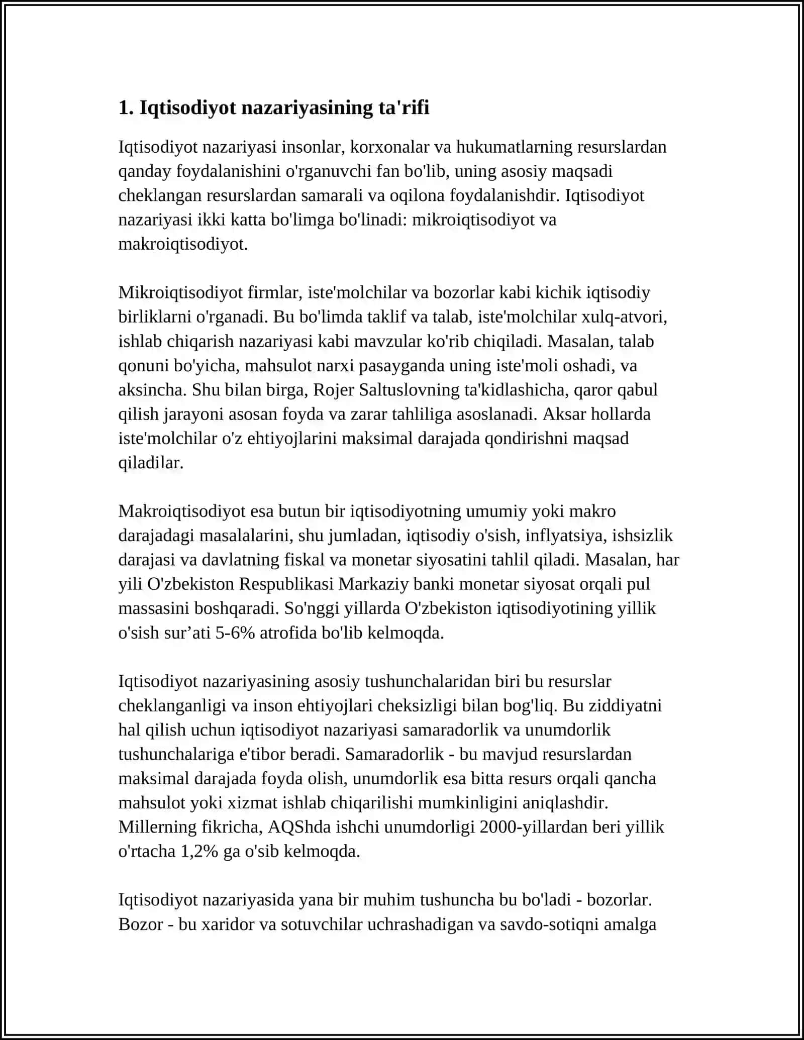 IQTISODIYOT NAZARYASI FANINING PREDMET VA VAZIFALARI 3