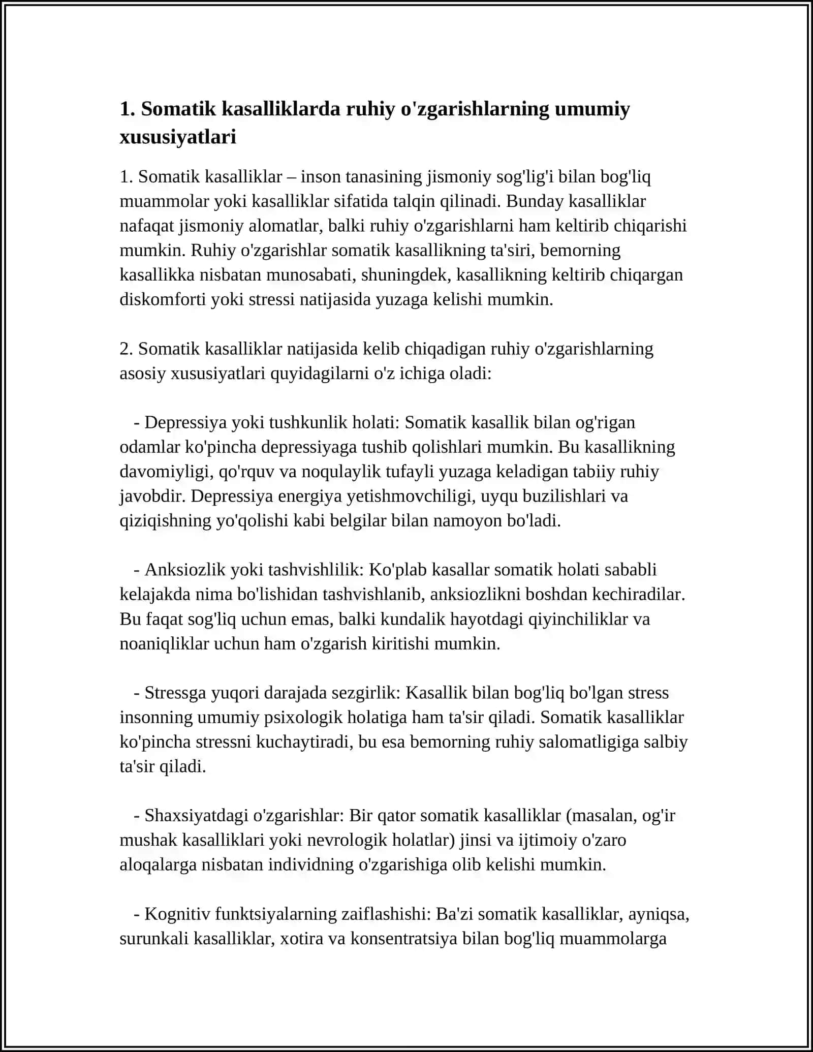 SAMATIK KASSALIKLARDA KUZATLADIGAN RUXIY UZGARISHLAR VA BEMORLARNI TUZATISH TADBIRLARI 3