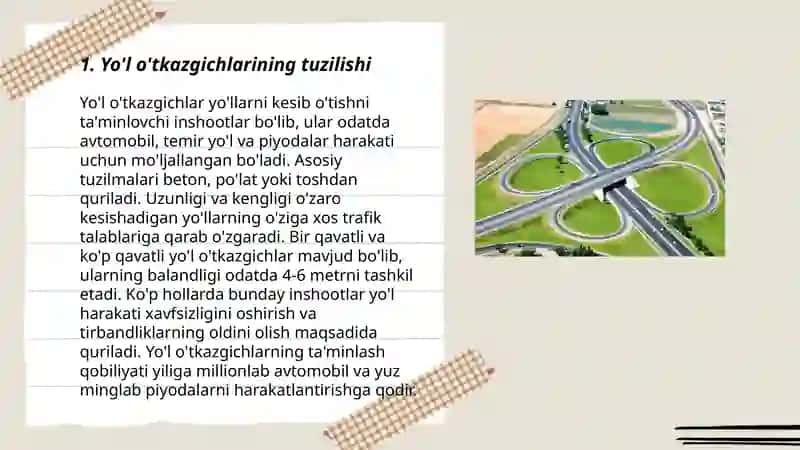 Yo'l o'tkazgichlar va estakadalarning elementlarini o'rganish 3