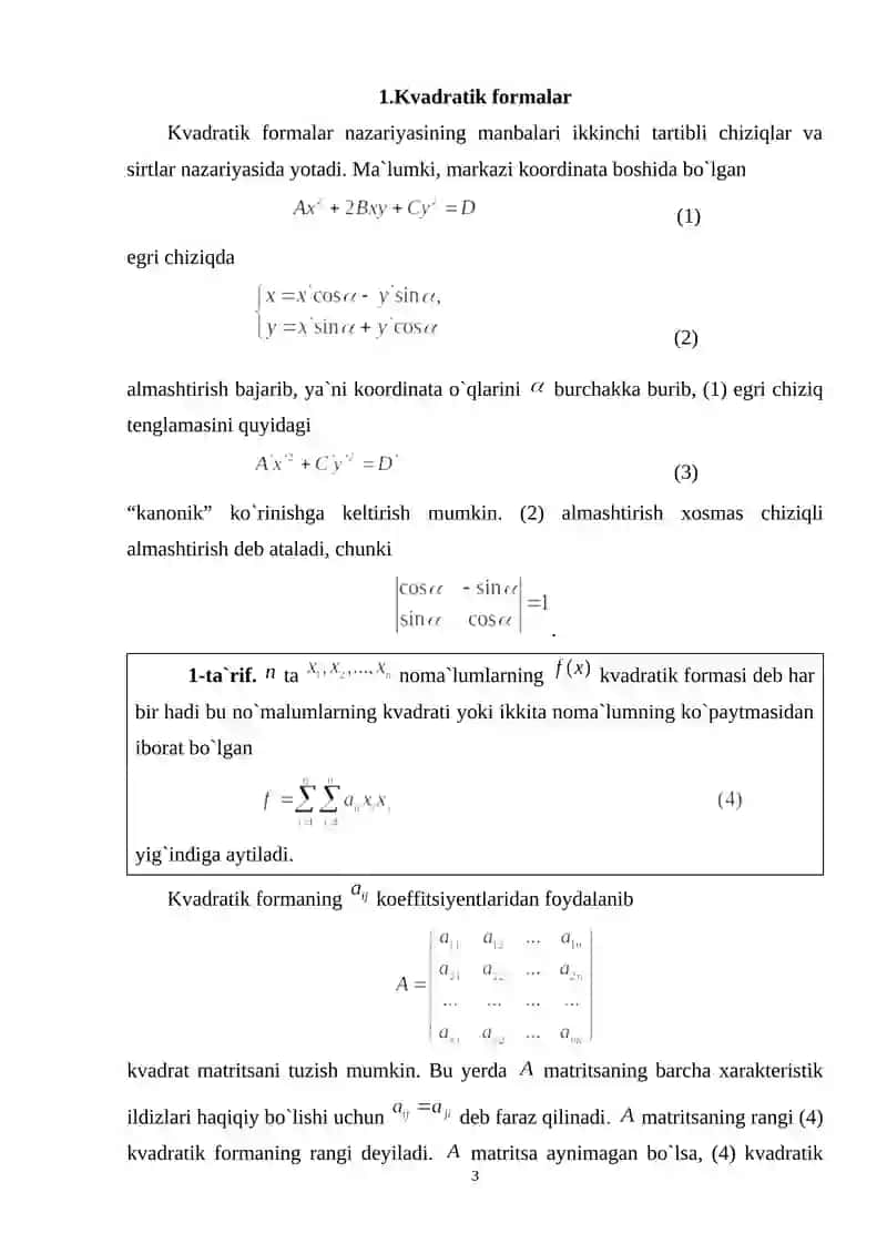 Kvadratik formalar 3