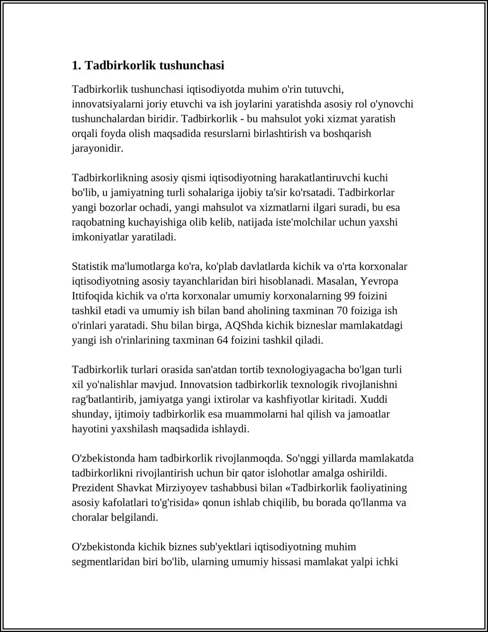TADBIRKORLIK NIMA 3