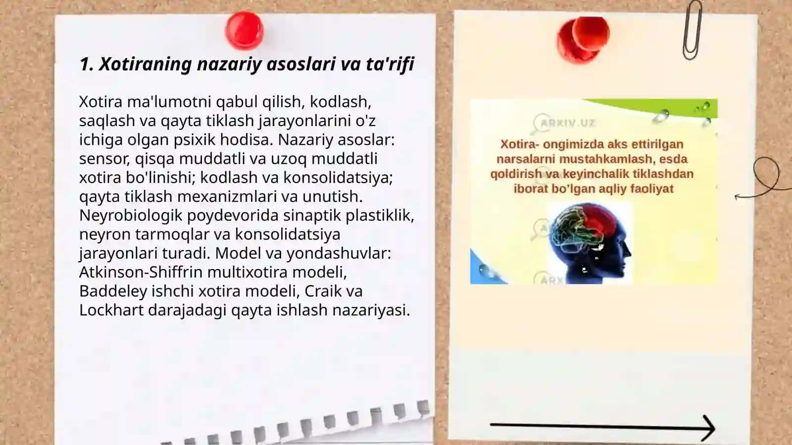 Xotiraning psixik jarayon sifatida o‘rganilishi 3
