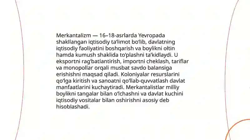 Merkantalizm iqtisodiy taʼlimotining mohiyati va ahamiyati 3