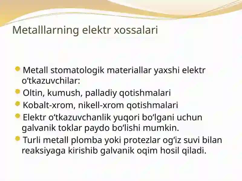 Stomatologik materiallarning elektr xossalari 3