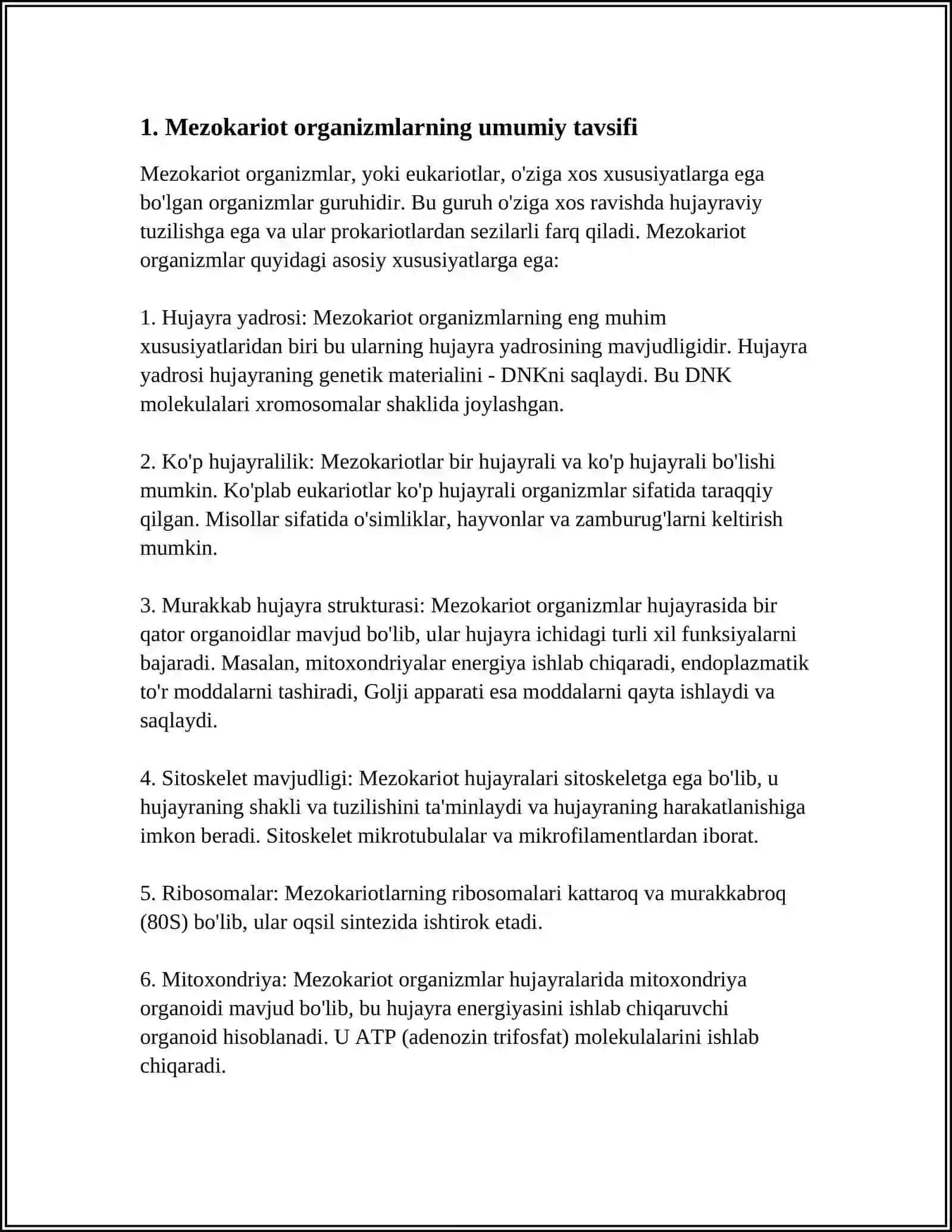 MEZAKARIOT ORGANIZMLARNING TAVSIFI,TUZILISHI VA AHAMIYATI 3