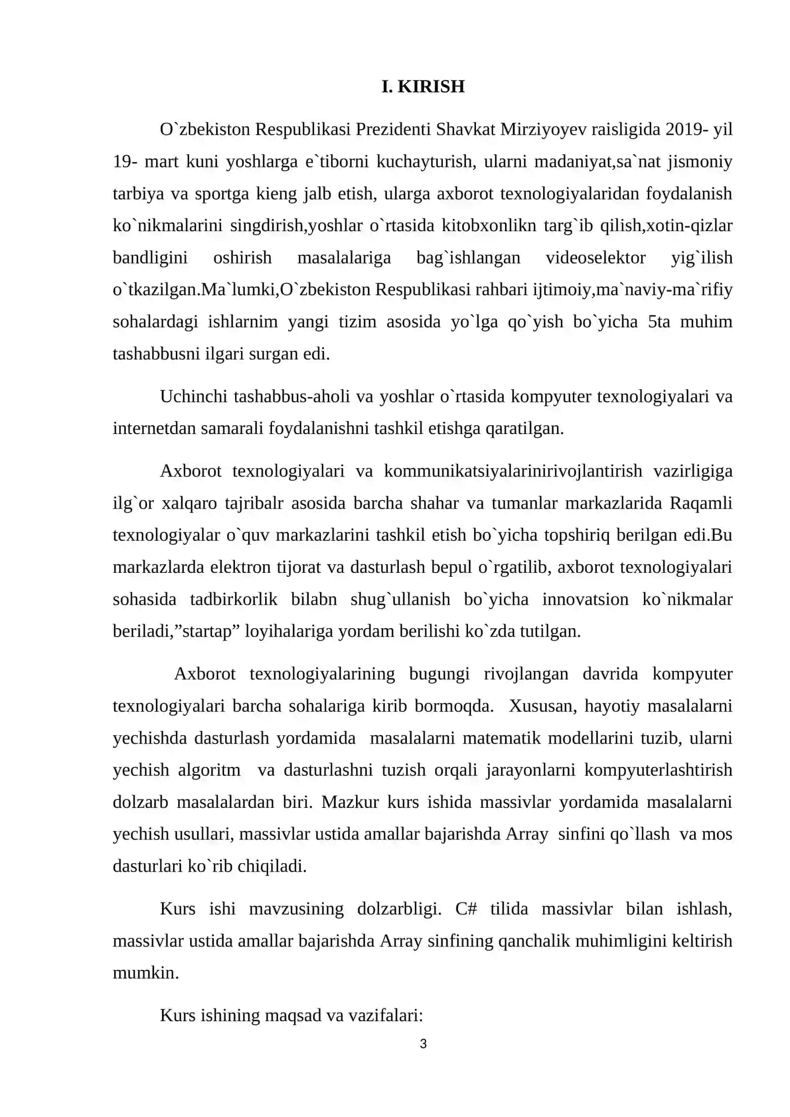 C# dasturlash tili takrorlanish operatori 3
