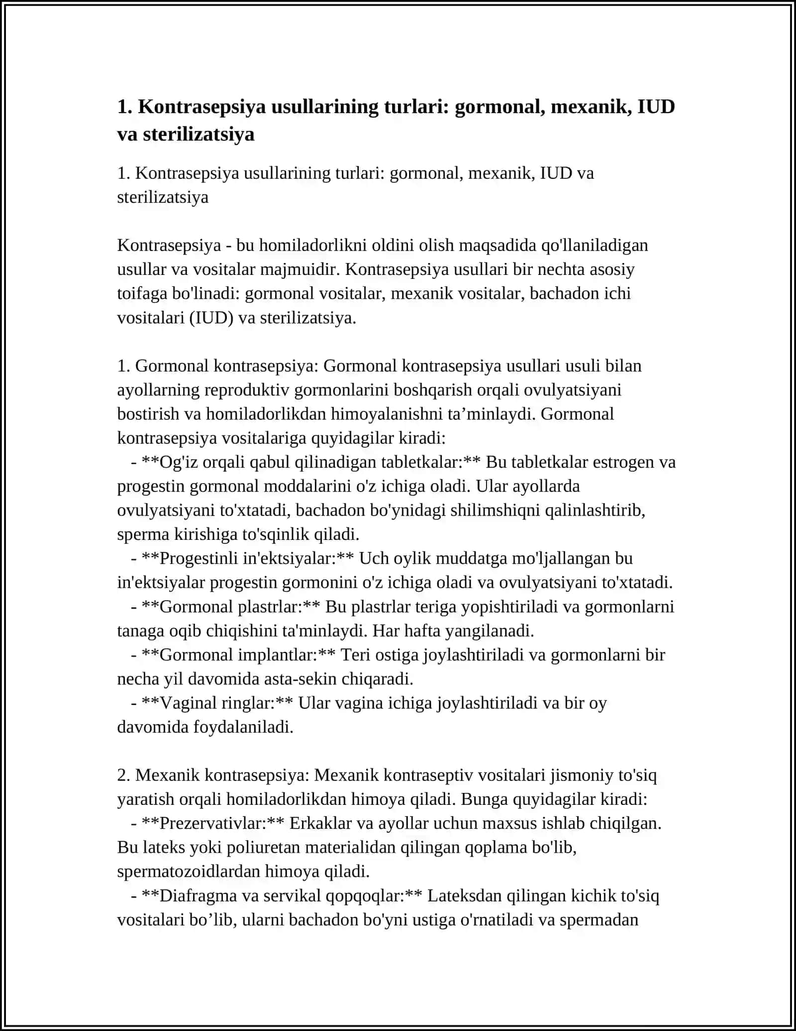 KONTRASEPSIYA VOSITALARI.PROBIOTIK VA PREBIOTIKLAR 3
