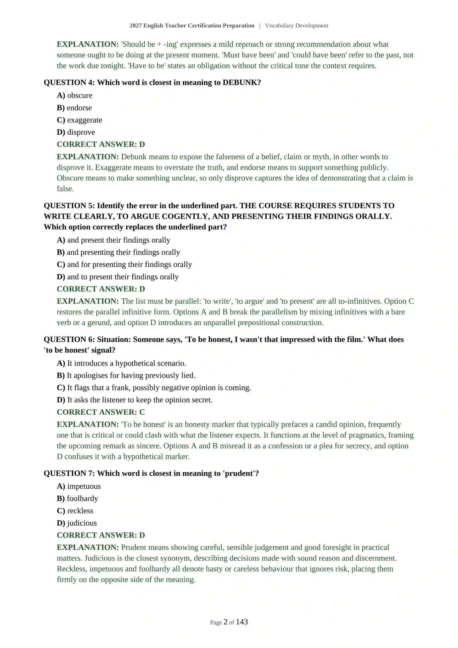 2027 English Teacher Certification Preparation | Vocabulary Development 3