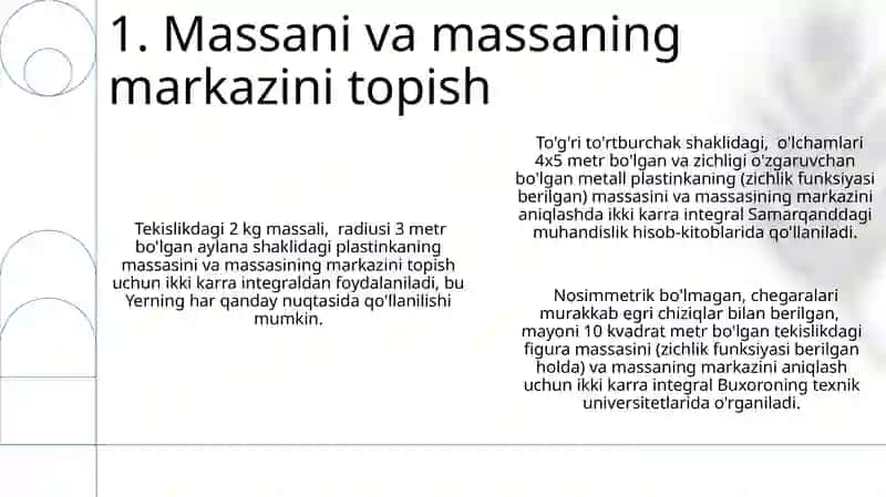 Ikki o'lcho'vli integralning tatbiqlari 3