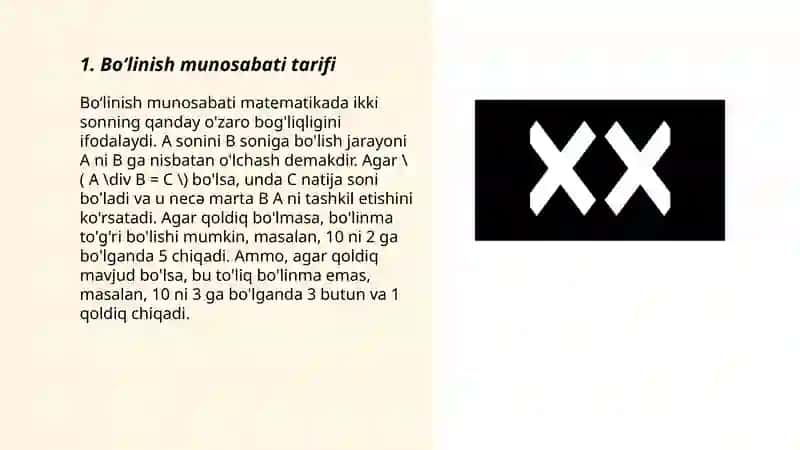 Nomanfiy butun sonlar toʻplamida boʻlinish munasabati tarifi va xossalari 3