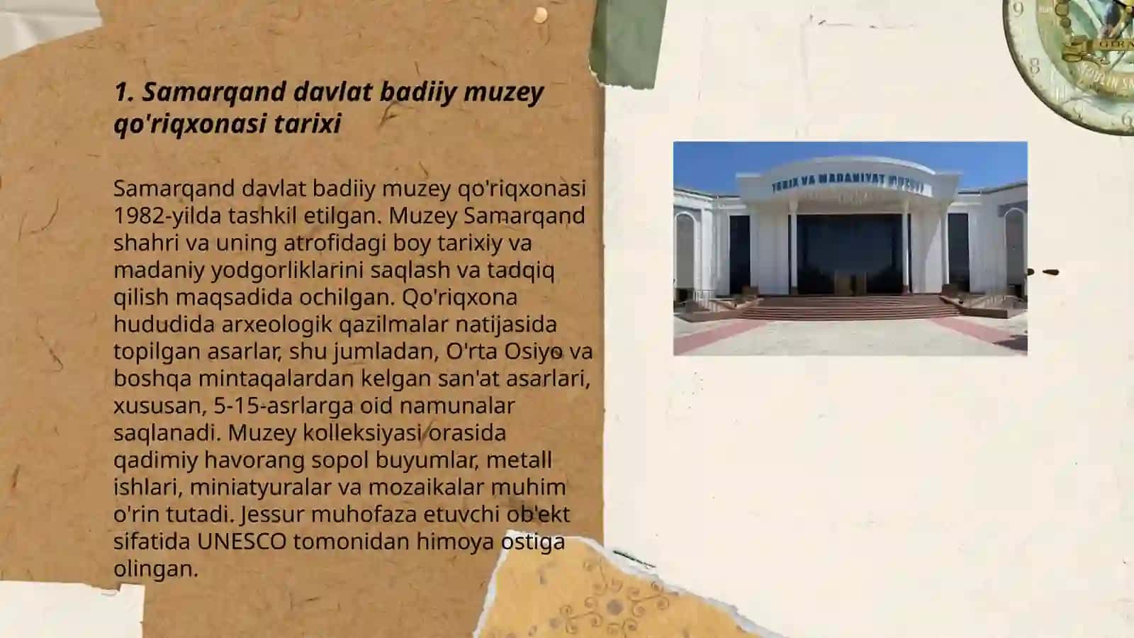 Samarqand davlat badiiy muzey qo'riqxonasi 3