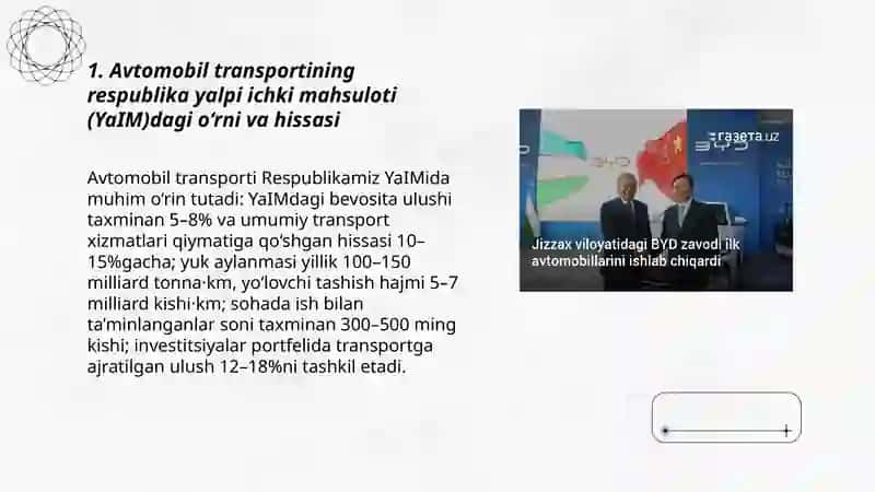 Avtomobil transportining Respublika ijtimoiy-iqdisodiyoti rivojidagi ahamiyati 3