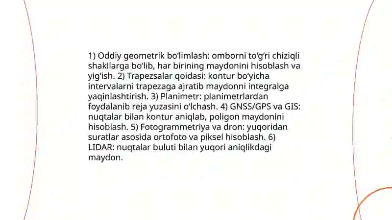 Vaqtinchalik omborlar, xandak va uyumlar maydonini hisoblash 3