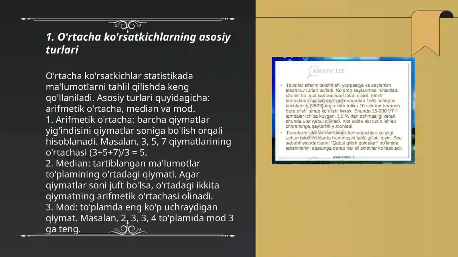 Oʻrtacha va nisbiy koʻrsatkichlarni hisoblash usuli hamda uni tahlilda qoʻllanilishi 3
