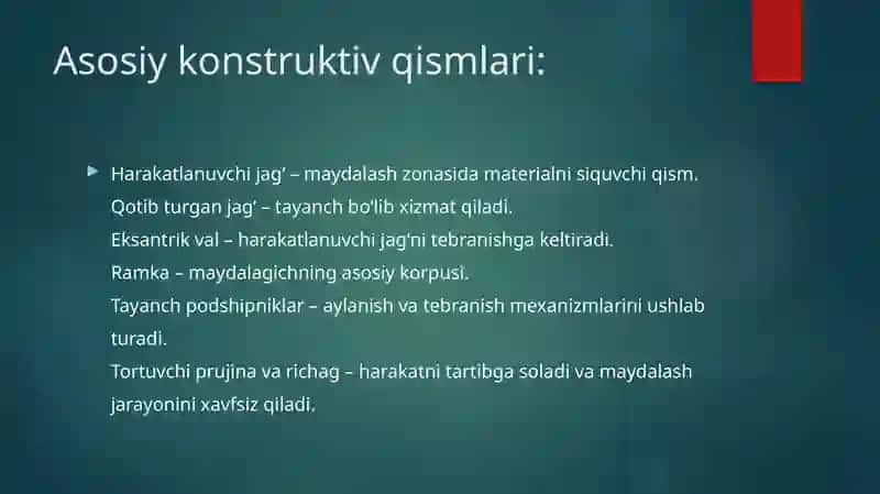 Zamonaviy oddiy xarakatlanuvchi jagʻli maydalagich 3