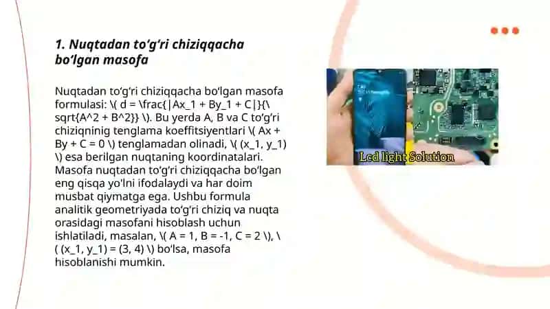 Nuqtadan toʻgʻri chiziqqacha boʻlgan masofa 3