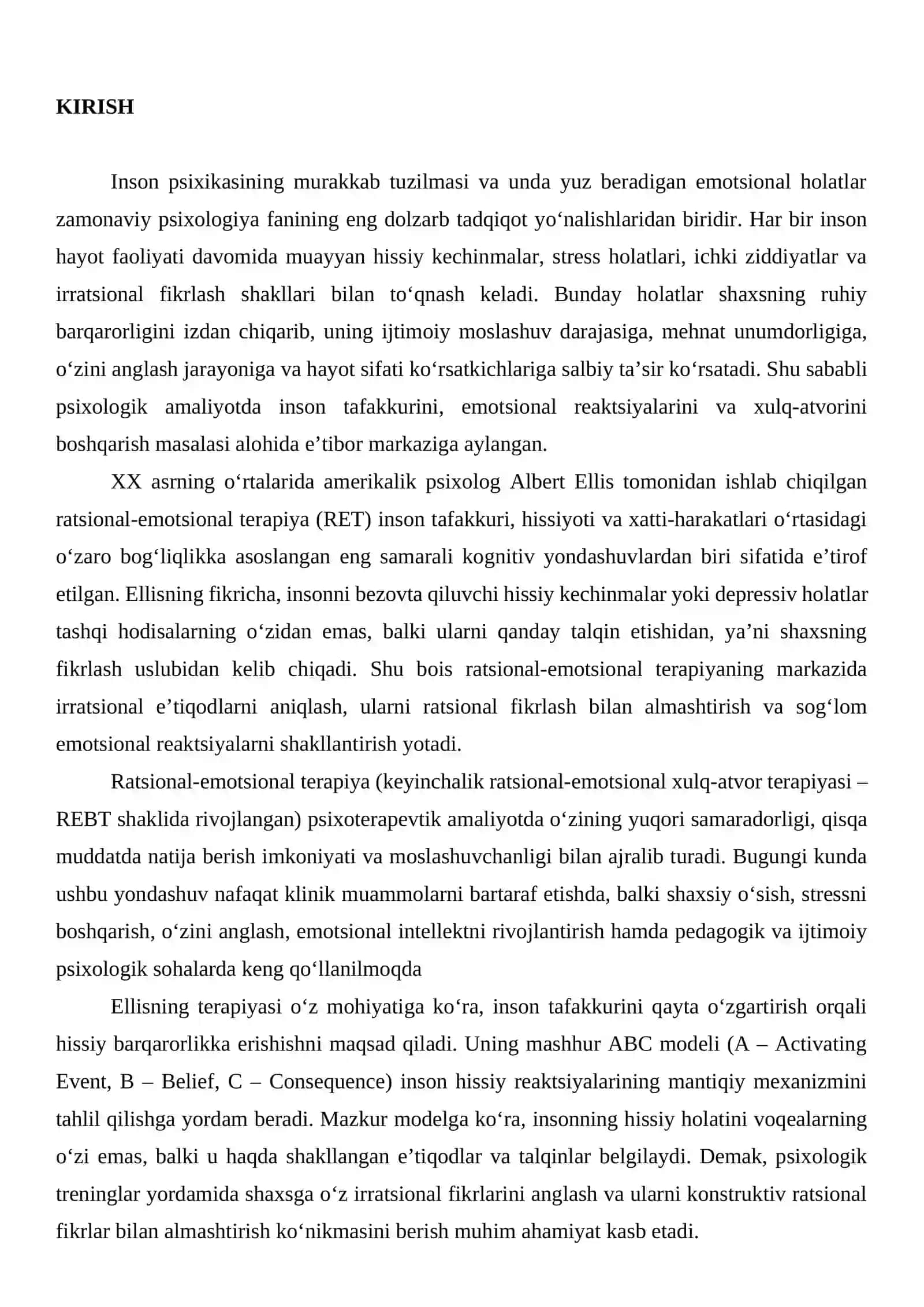 A. Ellisning trening formasidagi ratsional-emotsional terapiyasi 3