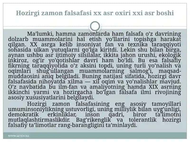 Hozirgi Zamon Falsafasi XX Asr Oxiri XXI Asr Boshi 3