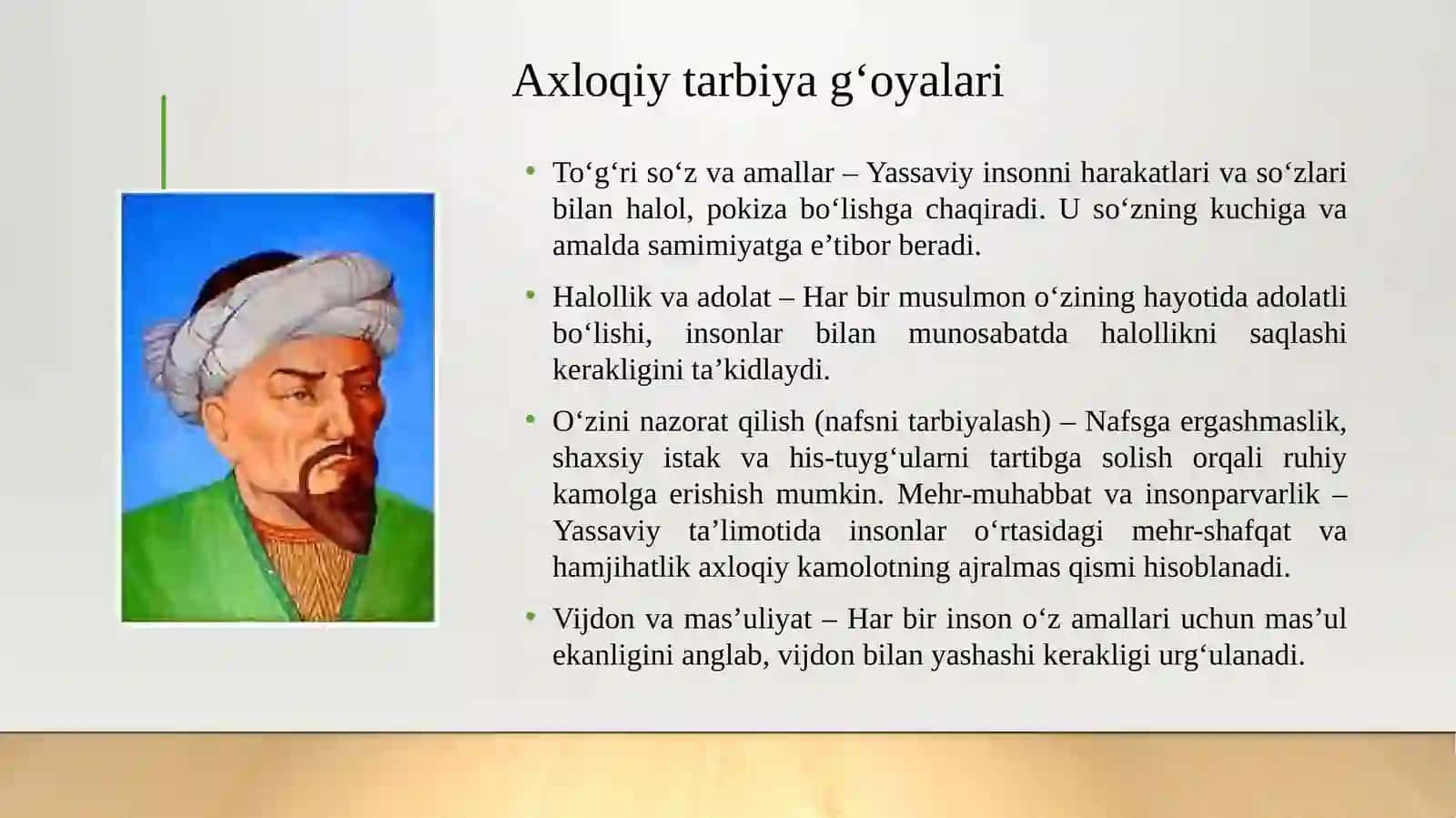 Ahmad Yassaviy ta’limotida axloqiy va ma’naviy tarbiya g‘oyalari. 3
