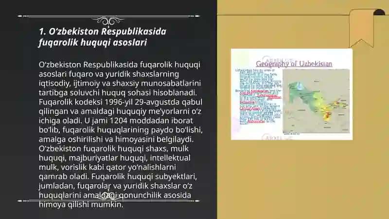Oʻzbekiston respublikasida fuqarolik huquqi 3
