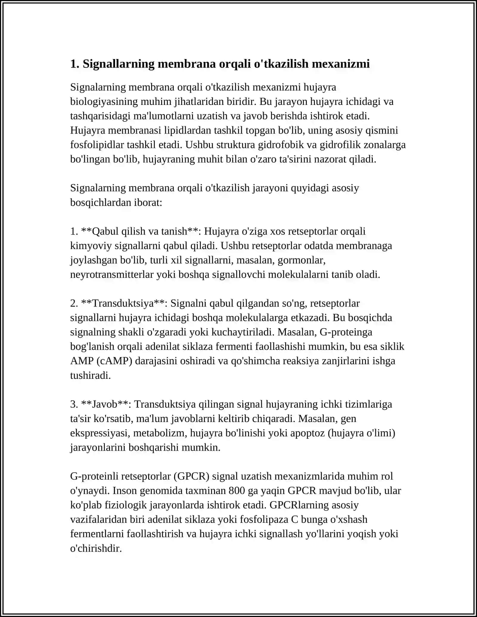 SIGNALLARNI MEMBRANALAR ORQALI OʻTKAZILISHI 3