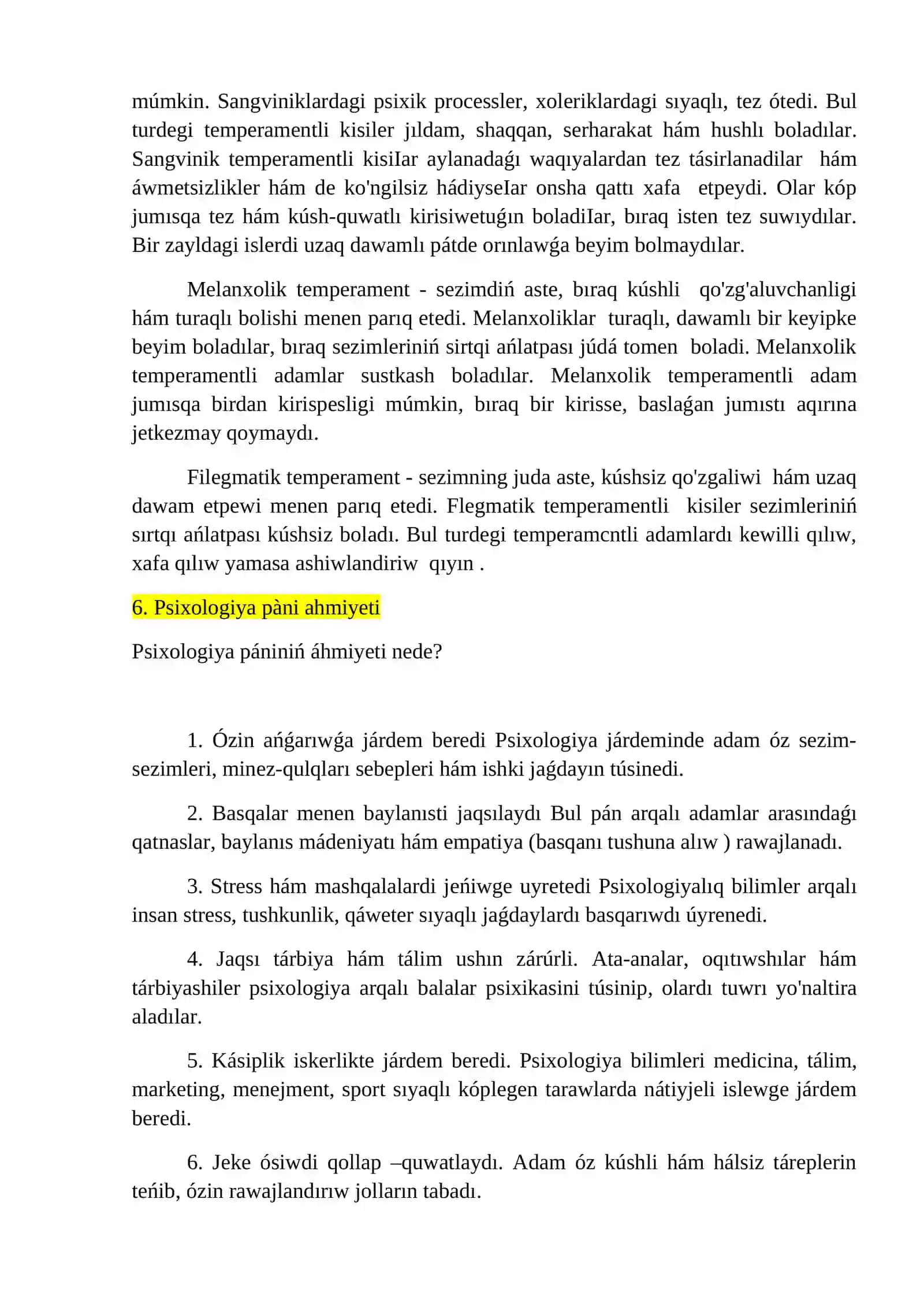 Psixologiya pàni predmeti, maqseti hàm waziypaları 3