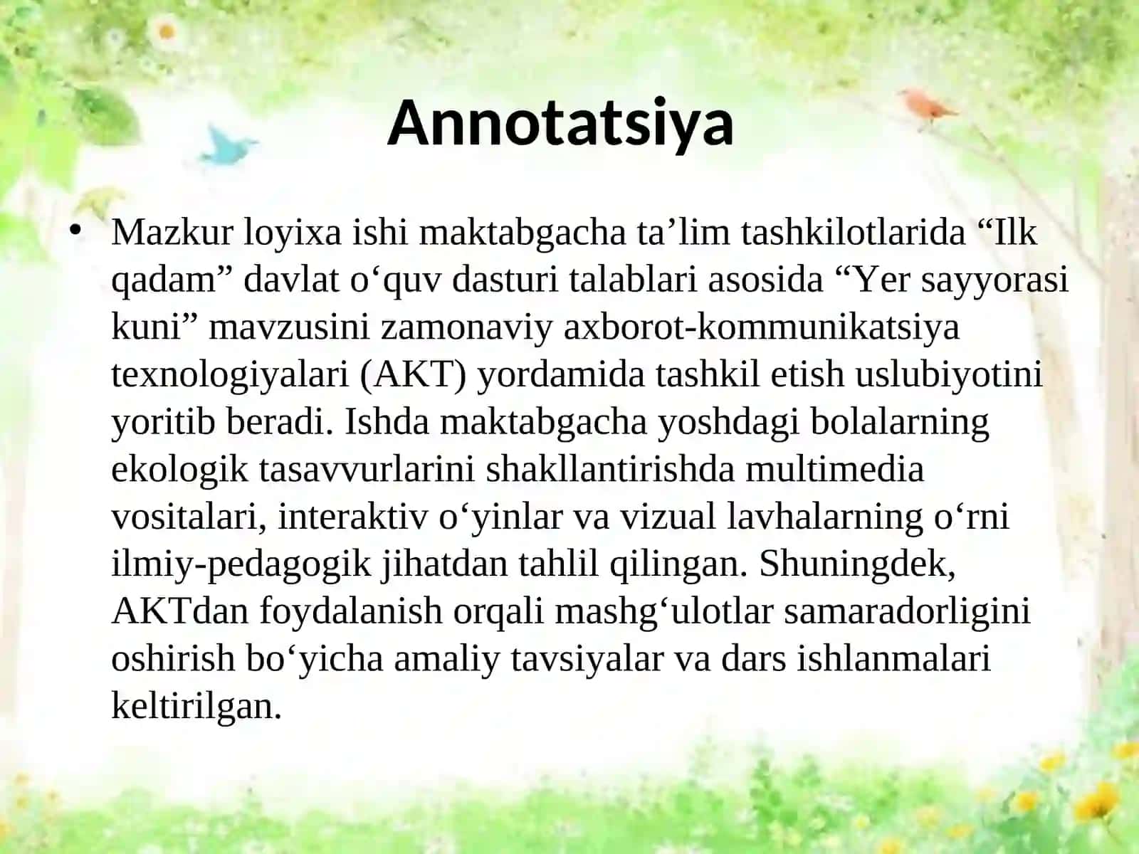 “Yer sayyorasi kuni” mavzusida AKTdan foydalanib tashkil etish 3
