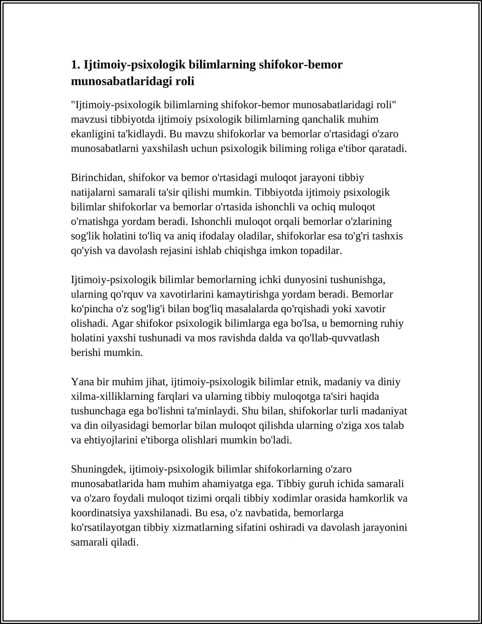 Tibbiyotda Ijtimoiy Psixologik Bilimlarning Òrni va Ahamiyatı 3