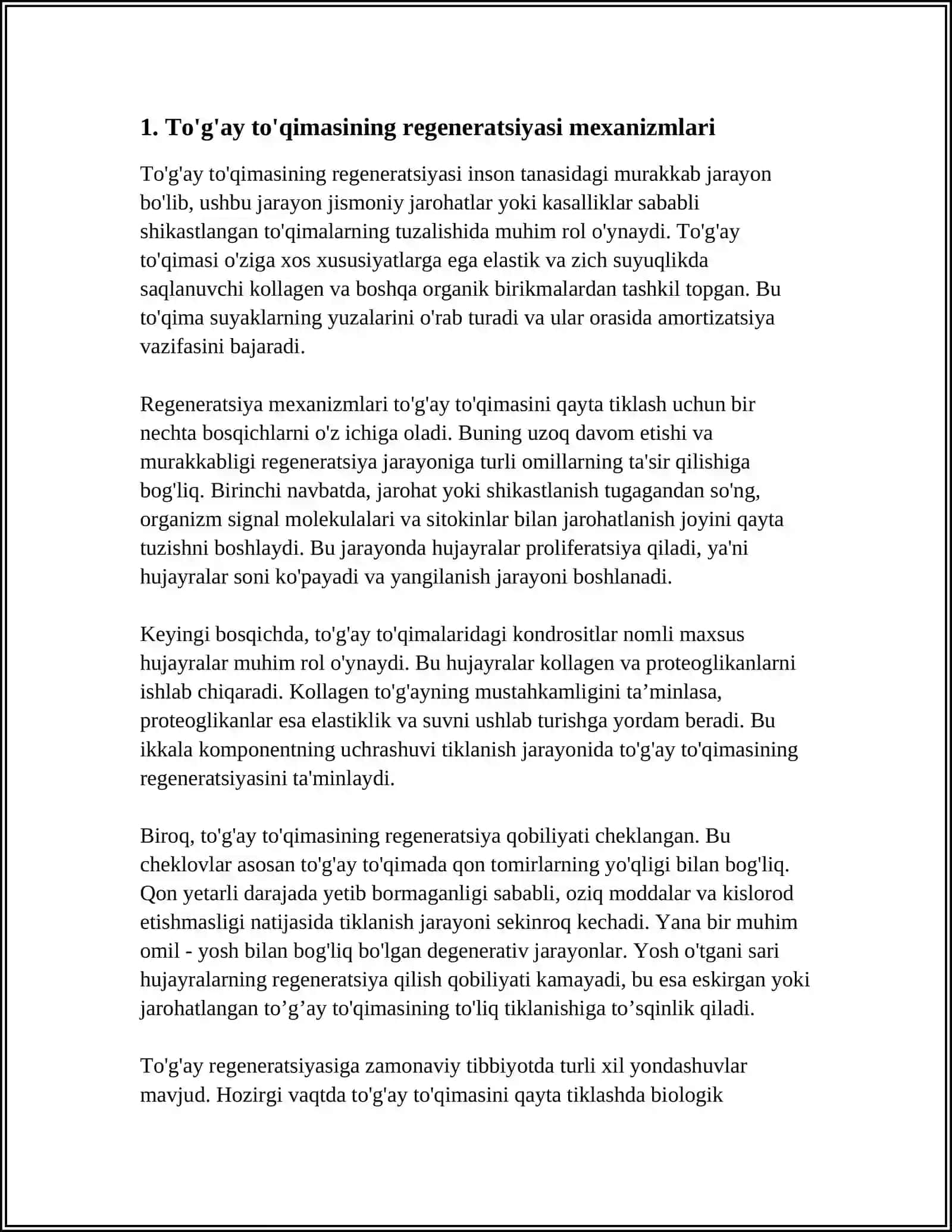 MUSTAQIL ISH Mavzu: TOG'AY TO'QIMASINING REGENERATSIYASI VA TRANSPLANTATSIYASI 3