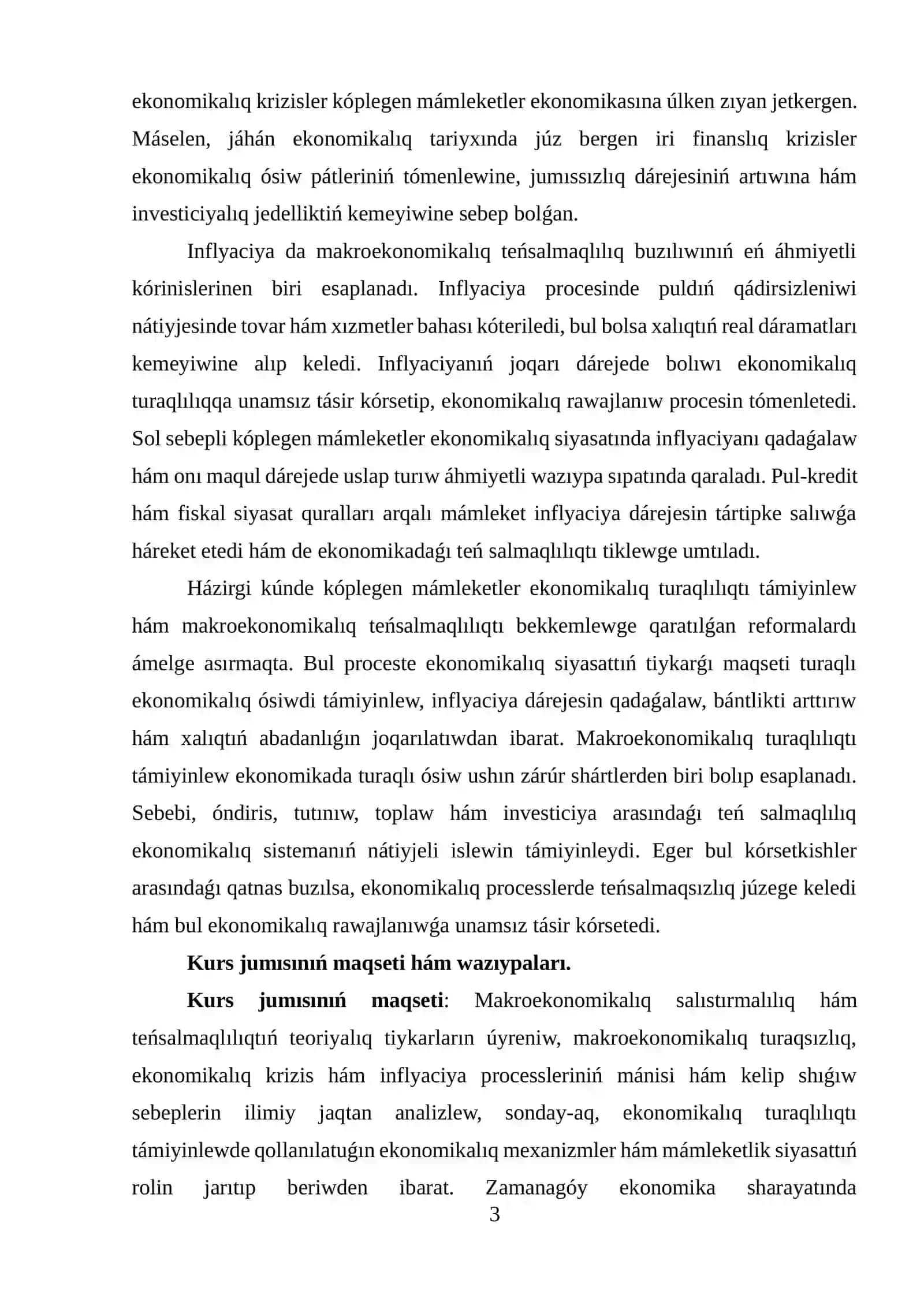MAKROEKONOMIKALIQ SALISTIRMALILIQ HÁM TEŃ SALMAQLIQTIŃ TEORIYALIQ TIYKARLARI 3