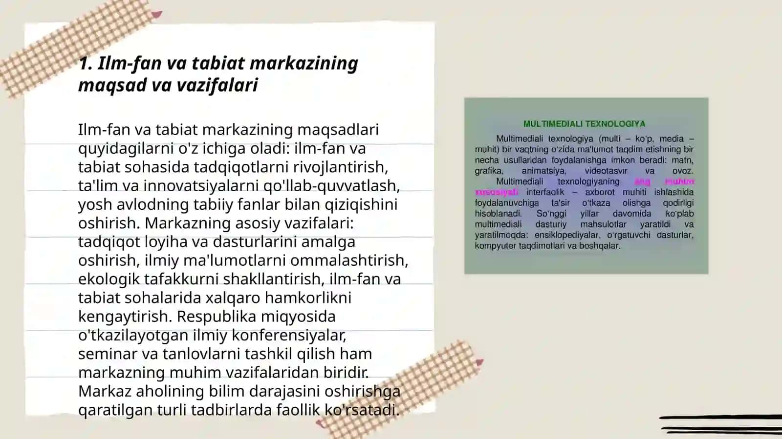 Ilm fan va tabiat markazi va unda faoliyatlarni tashkil etish 3