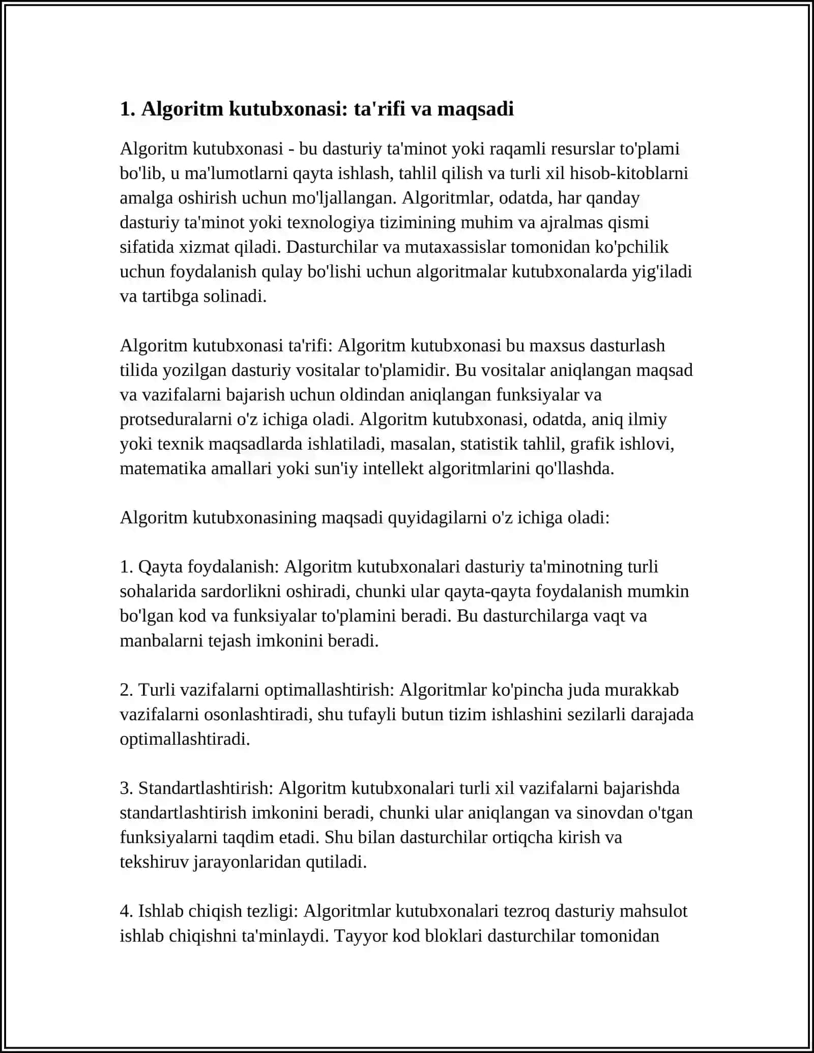 ALGORITM KUTUBXONASI. SONLI HISOBLASH FUNKTSIYALARINING KUTUBXONASI 3