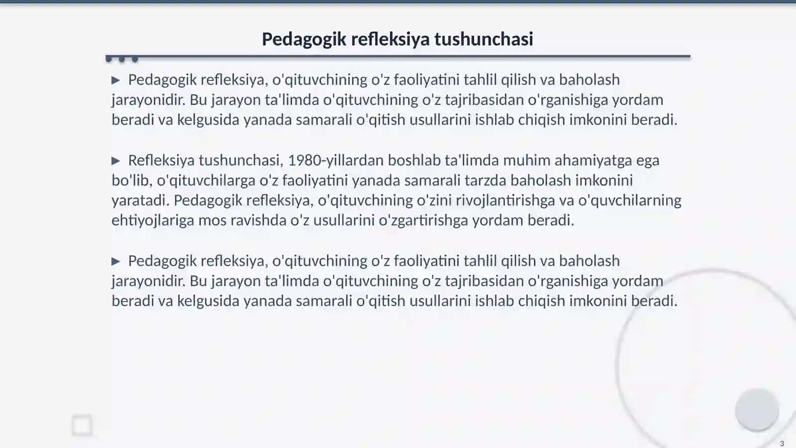 Pedagogik refleksiyaning ahamiyati 3