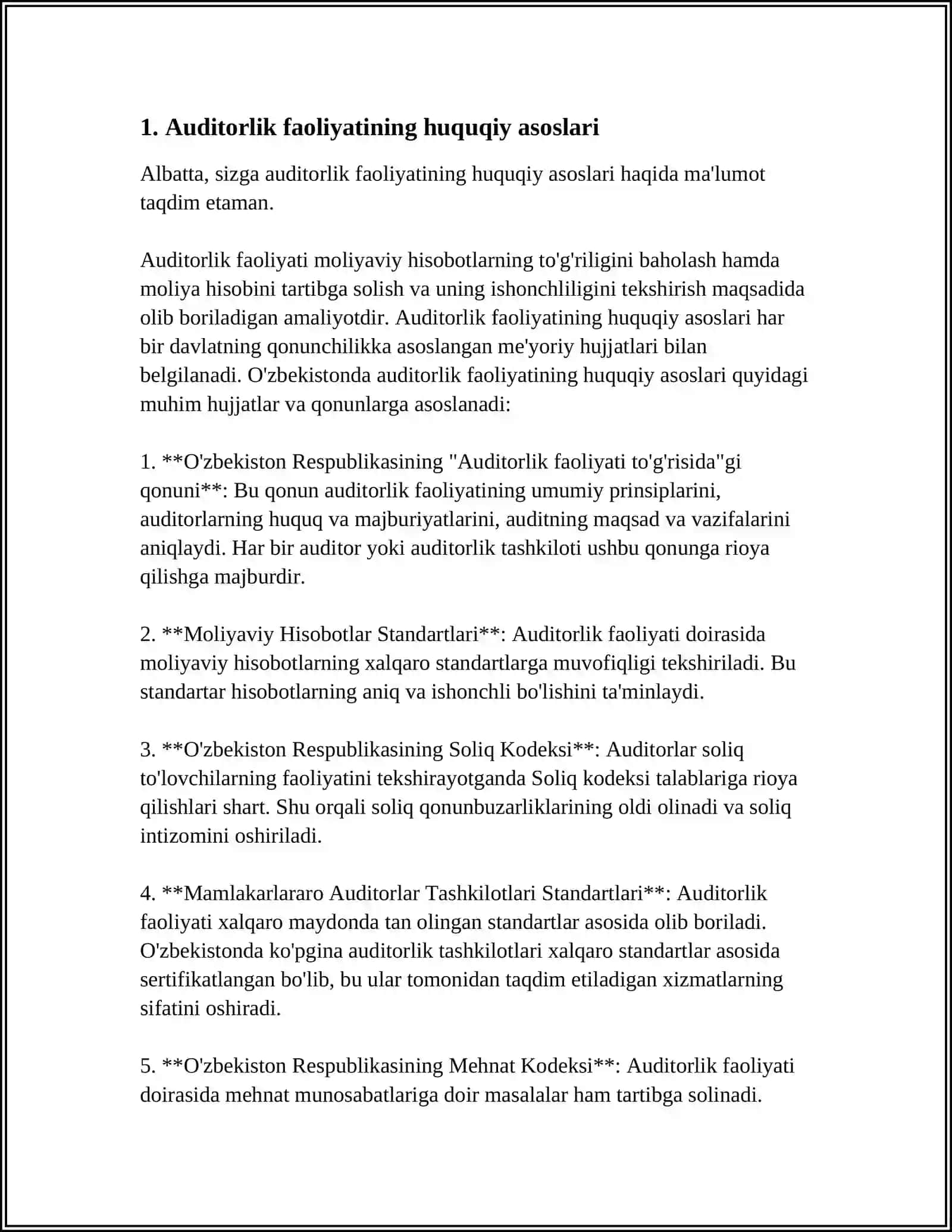 AUDITORLIK FAOLIYATINING HUQUQIY TARTIBGA SOLISH SISTEMASI VA UNING ELEMENTLARI 3