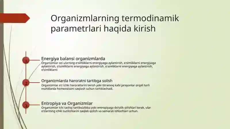 Organizmning termodinamik parametrlari. ularning oʻzgarishi bilan kelib chiqadigan kasalliklar. 3
