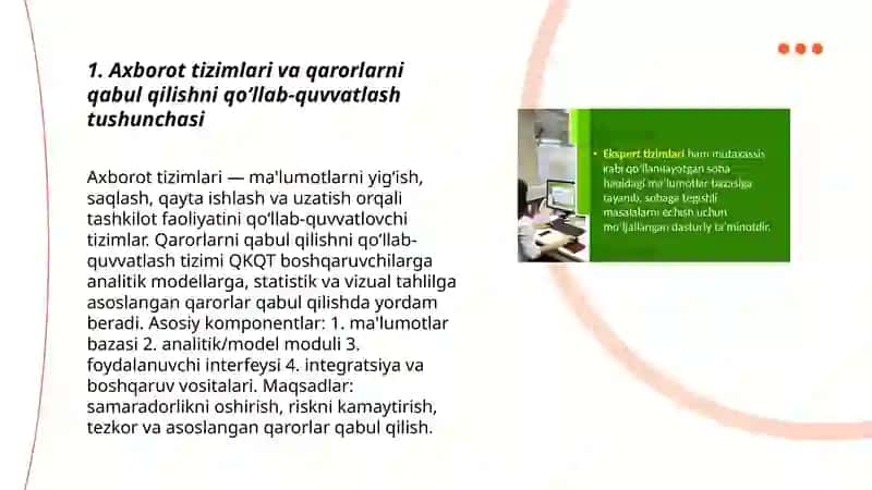 Axborot analitika va qarorlarni qabul qilishni qo‘llab quvvatlovchi tizimlar 3