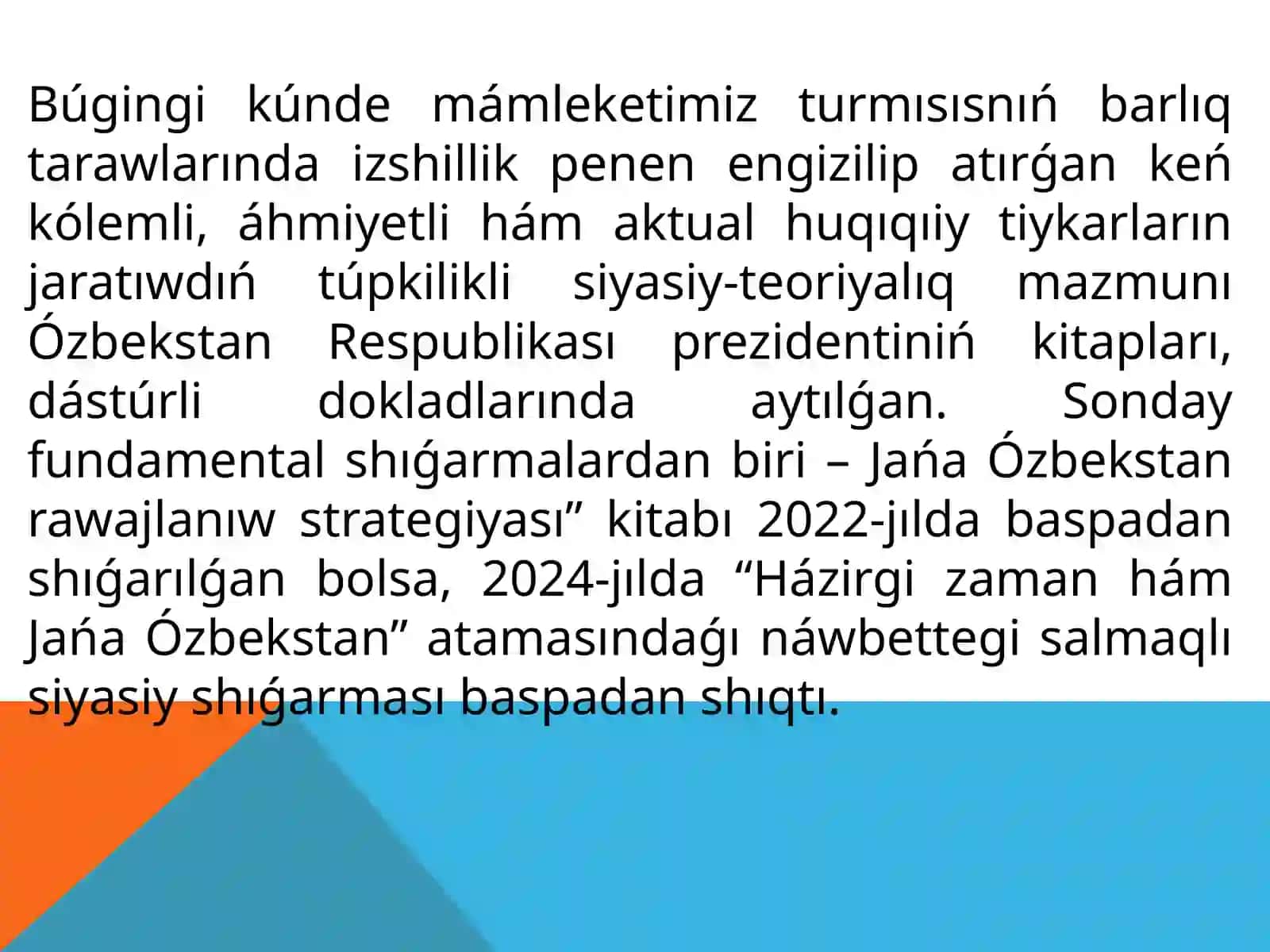 Jańa Ózbekstanda Prezident Sh.Mirziyoyev BasshÍlÍǵÍ hám BaslamasÍ AstÍnda Ámelge AsÍrÍlÍp AtÍrǵan Reformalar 3
