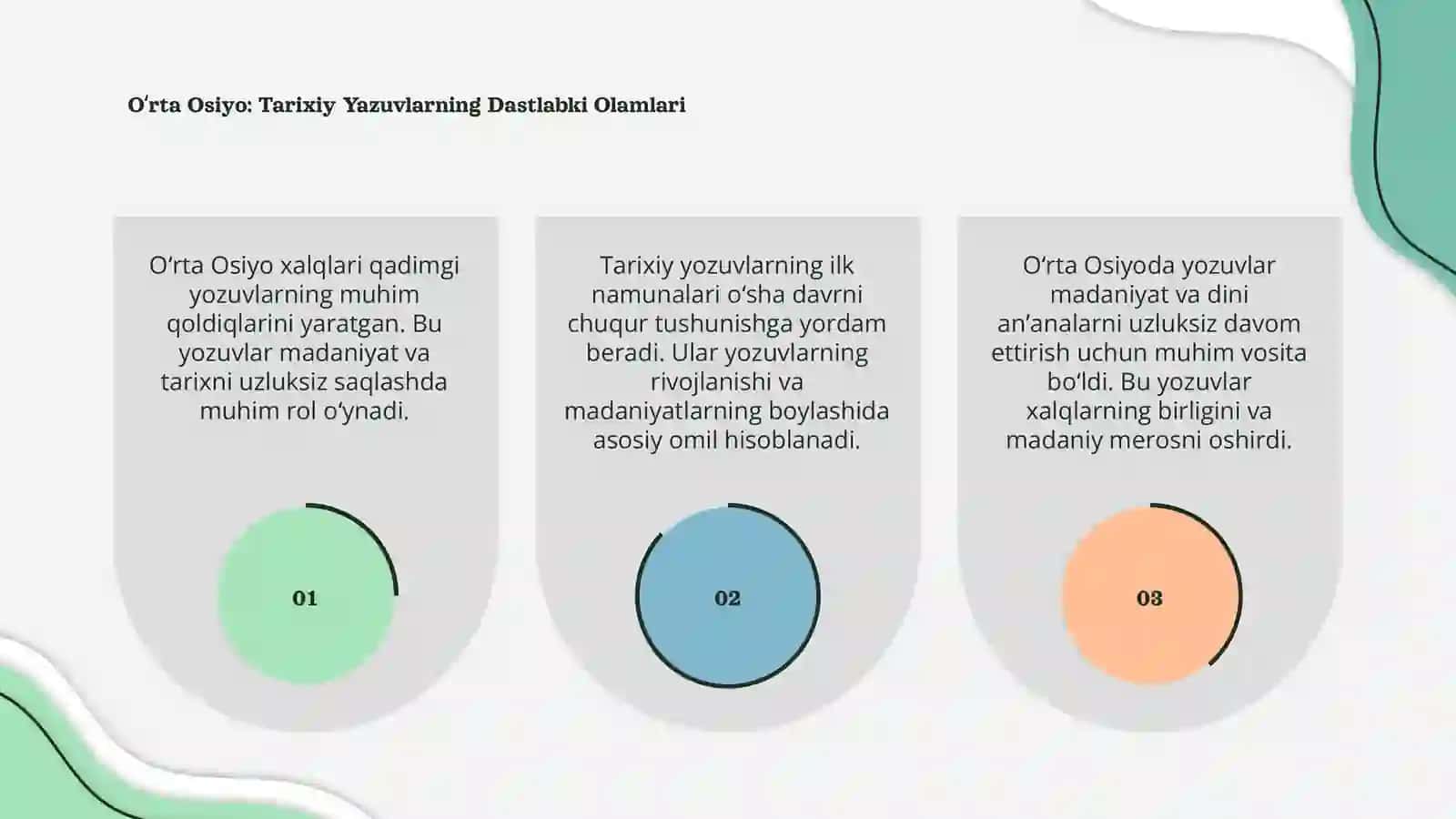 Oʻrta Osiyo xalqlari qollagan eng qadimgi yozuvlar 3