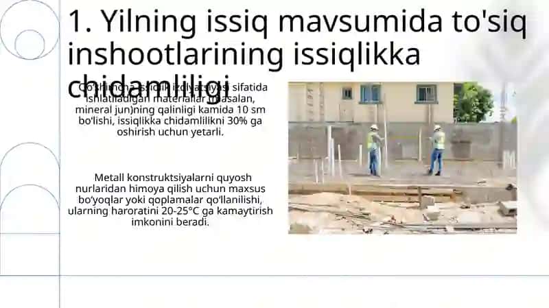 Yilning issiq mavsumida to'siq inshootlarining issiqlikka chidamliligi 3