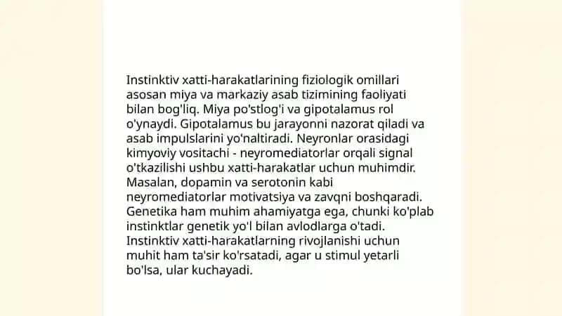 Instinktiv xatti-harakatlarining tashqi omili. 3