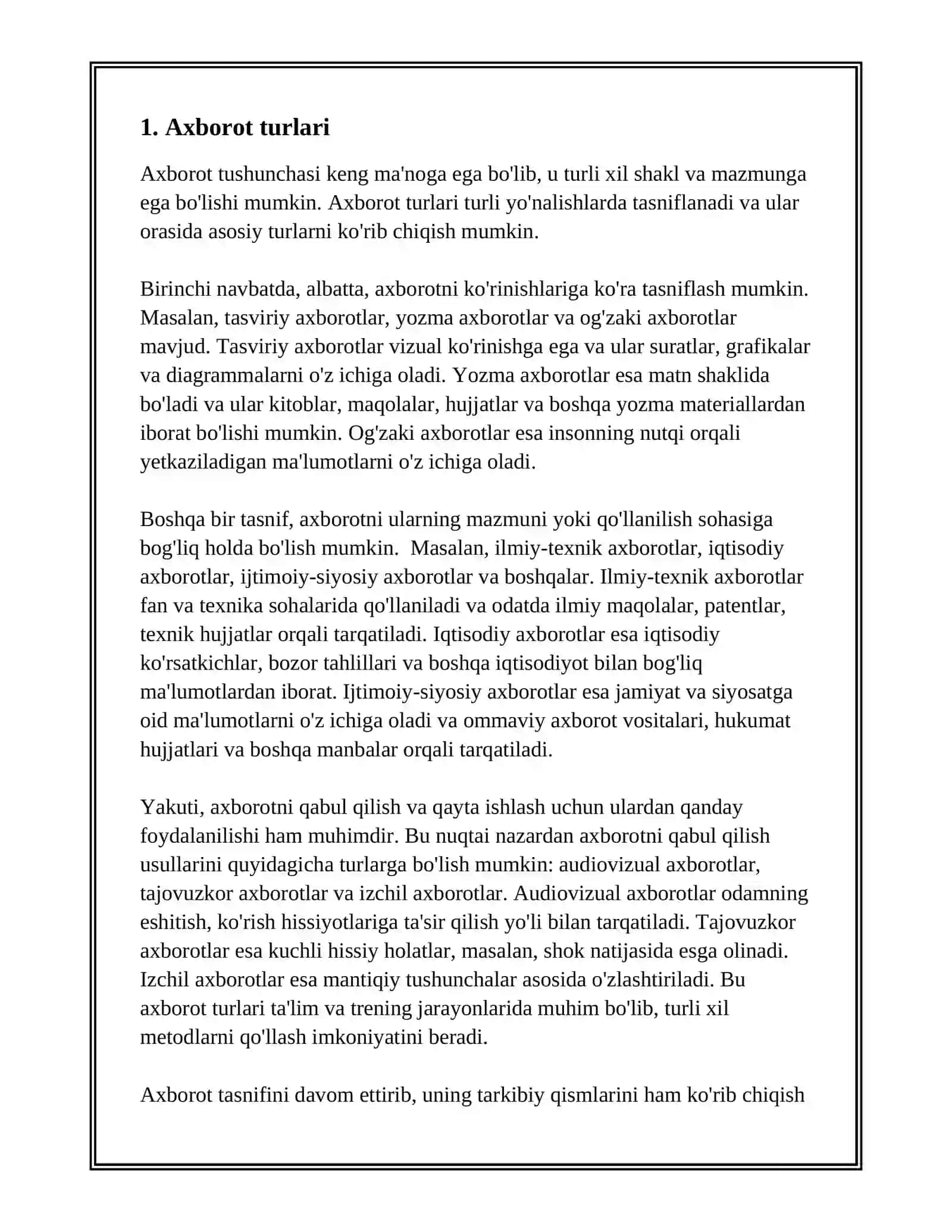 AXBOROT TURLARI VA ISHONCHLILIGI 3