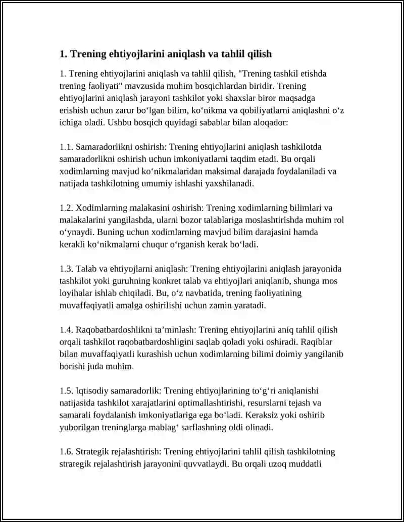 TRENING TASHKIL ETISHDA TRENING FAOLIYATI 3