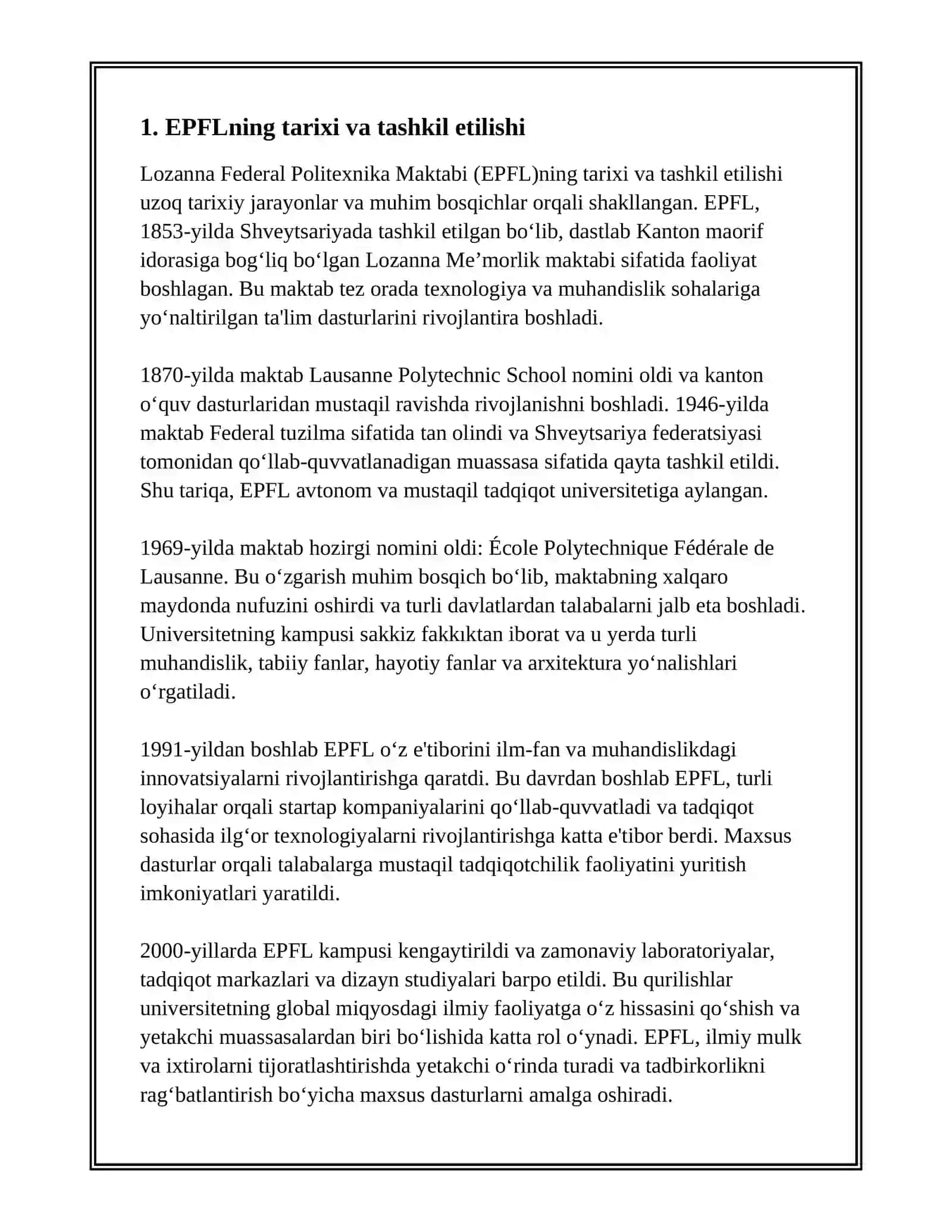 LOZANNA FEDERAL POLITEXNIKA MAKTABI (EPFL, SHVEYTSARIYA) 3